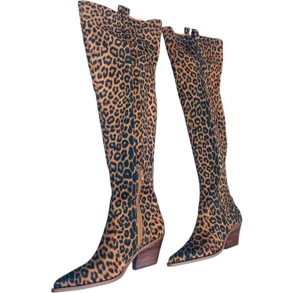 Jessica Simpson Zeana Leopard Print Suede Knee-High Boots - Picture 10 of 14